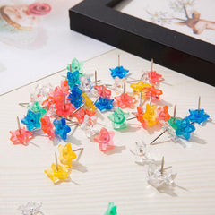70 Colorful 5 Pointed Star Push Pins