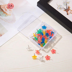 70 Colorful 5 Pointed Star Push Pins