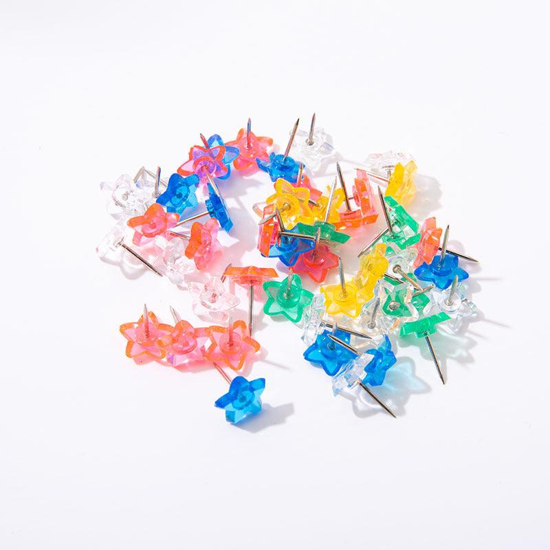 70 Colorful 5 Pointed Star Push Pins