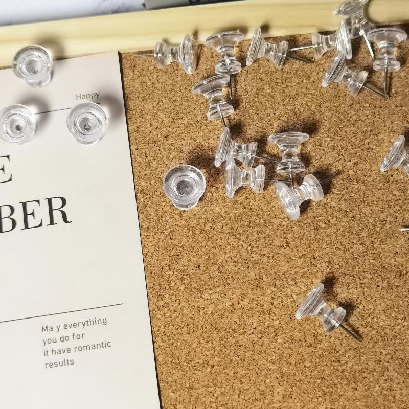 30 Clear Large Push Pins For Cork Board Jumbo Thumbtacks
