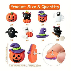 32pc Halloween Thumbtacks Pumpkin Cat Ghost Witch Push Pins