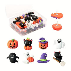 32pc Halloween Thumbtacks Pumpkin Cat Ghost Witch Push Pins