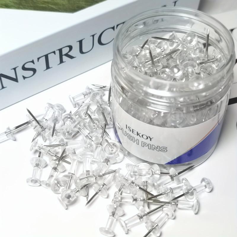 100pcs Clear Push Pins For Bulletin Board Thumb Tacks For Wall Corkboard