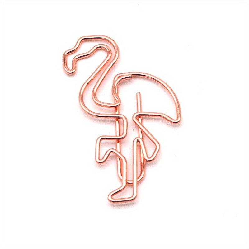 15pcs Flamingo Metal Shaped Paper Clip Animal Modeling Office Paper Clip