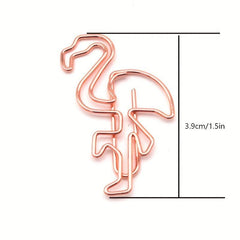 15pcs Flamingo Metal Shaped Paper Clip Animal Modeling Office Paper Clip