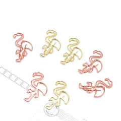 15pcs Flamingo Metal Shaped Paper Clip Animal Modeling Office Paper Clip