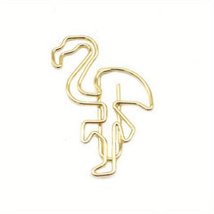 15pcs Flamingo Metal Shaped Paper Clip Animal Modeling Office Paper Clip
