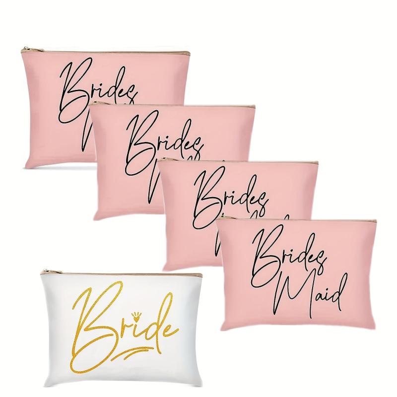 5pcs Wedding Bridal Shower Makeup Bag Bridesmaids Proposal