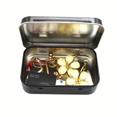 Small Empty Metal Silvery Flip Storage Box Case For Key Candy