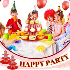 Red Striped Carnival Cupcake Stand 3 Tier Cardboard Cupcake Holder
