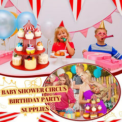Red Striped Carnival Cupcake Stand 3 Tier Cardboard Cupcake Holder