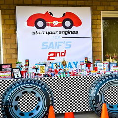 2pcs Racing Car Table Cloths & Checkered Tablecloth - Car Theme Party Supplies