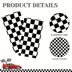2pcs Racing Car Table Cloths & Checkered Tablecloth - Car Theme Party Supplies