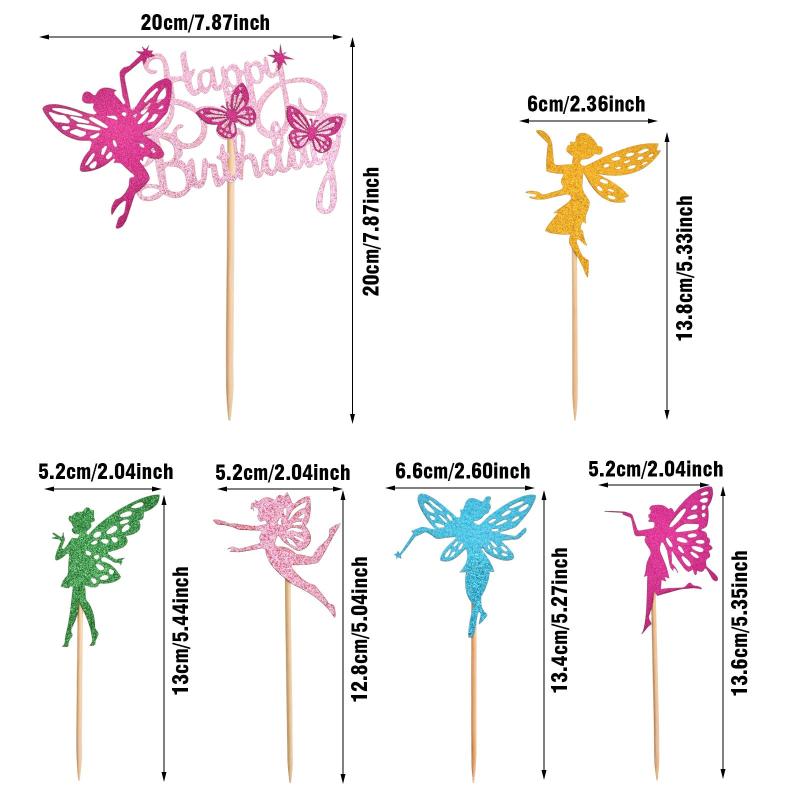 31pcs Fairy Cake Toppers Birthday Cake Topper Glitter Cake Toppers