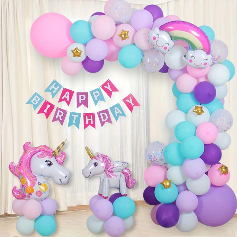 105pcs Unicorn Birthday Balloon Party Arch Garland Big Unicorn Aluminum Film