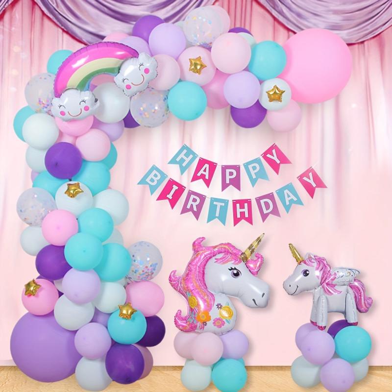 105pcs Unicorn Birthday Balloon Party Arch Garland Big Unicorn Aluminum Film