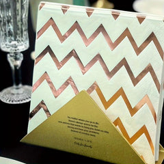 16pcs Geometric Stripe Hot Rose Golden Napkins for Wedding Party Decor