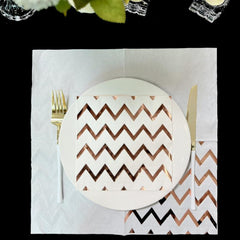 16pcs Geometric Stripe Hot Rose Golden Napkins for Wedding Party Decor