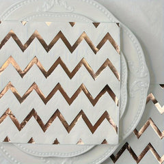 16pcs Geometric Stripe Hot Rose Golden Napkins for Wedding Party Decor