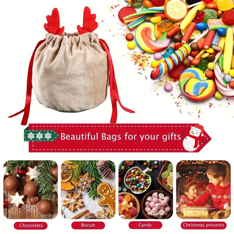 Christmas Velvet Gift Bag Drawstring Candy Prizes Bags Xmas Decoration