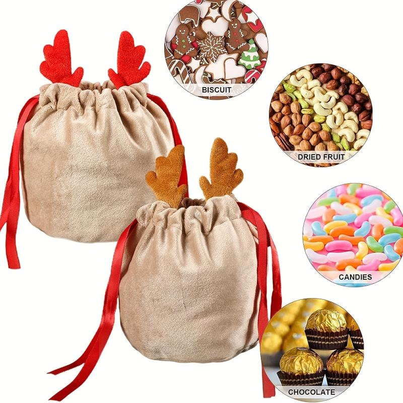 Christmas Velvet Gift Bag Drawstring Candy Prizes Bags Xmas Decoration