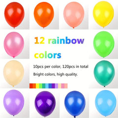 120pcs 30 48 Cm Colorful Rainbow Latex Balloons for Parties & Weddings