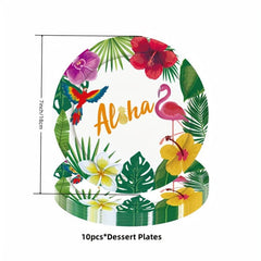 Hawaiian Tropical Party Supplies Set - Disposable Paper Cutlery & Tableware
