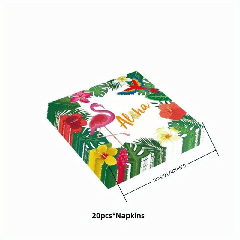 Hawaiian Tropical Party Supplies Set - Disposable Paper Cutlery & Tableware