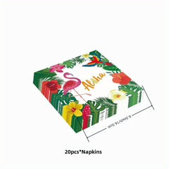Hawaiian Tropical Party Supplies Set - Disposable Paper Cutlery & Tableware