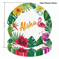 Hawaiian Tropical Party Supplies Set - Disposable Paper Cutlery & Tableware