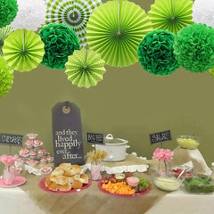14pcs Green Paper Party Decorations Set for Events
