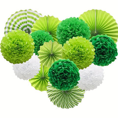 14pcs Green Paper Party Decorations Set for Events