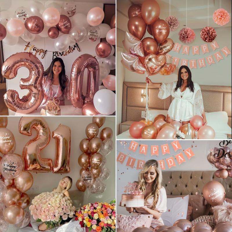 Rose Golden Birthday Party Decorations Set