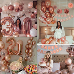 Rose Golden Birthday Party Decorations Set