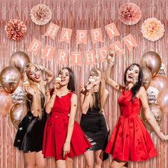 Rose Golden Birthday Party Decorations Set