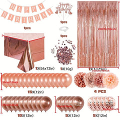 Rose Golden Birthday Party Decorations Set