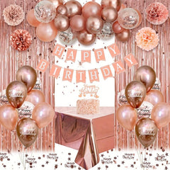 Rose Golden Birthday Party Decorations Set