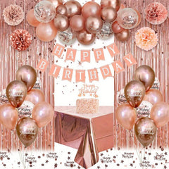 Rose Golden Birthday Party Decorations Set