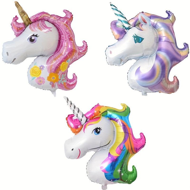 3pcs Unicorn Foil Balloon Rainbow Party Supplies Birthday Decor