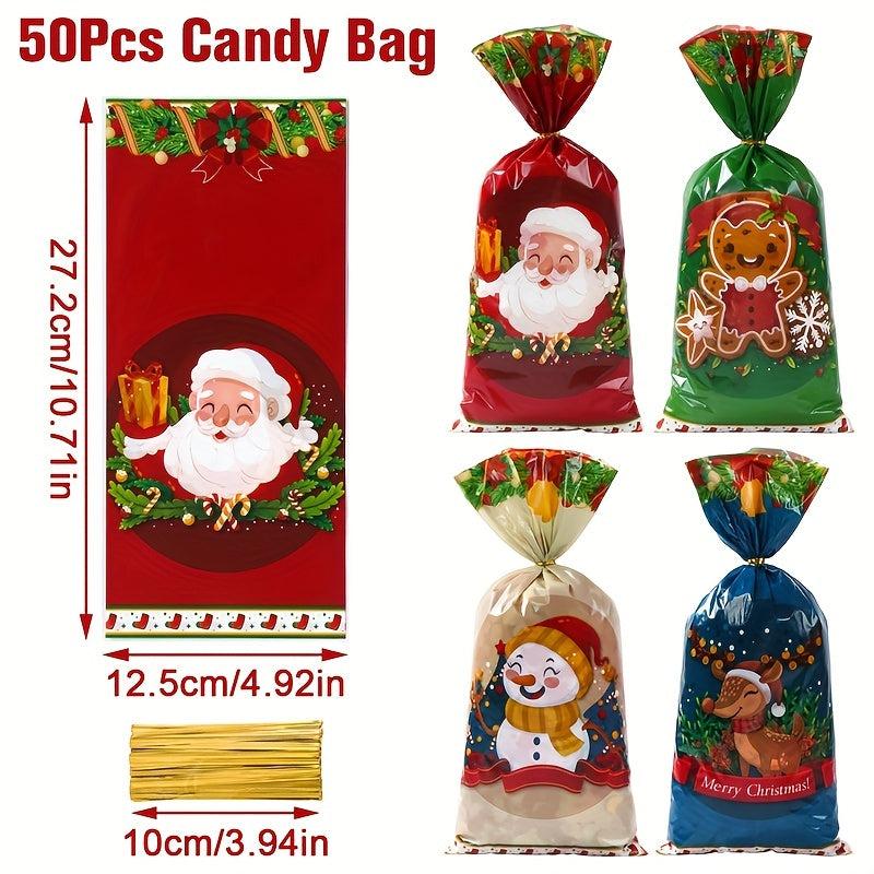 Christmas Candy Gift Packaging Bag with Snowflake Noel Present Bag