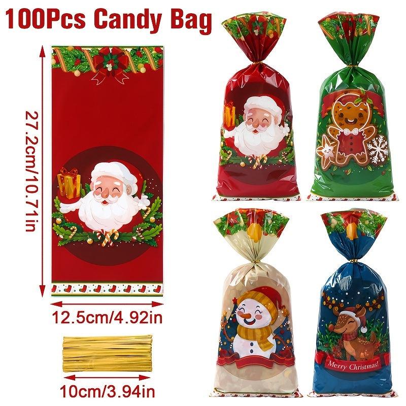 Christmas Candy Gift Packaging Bag with Snowflake Noel Present Bag
