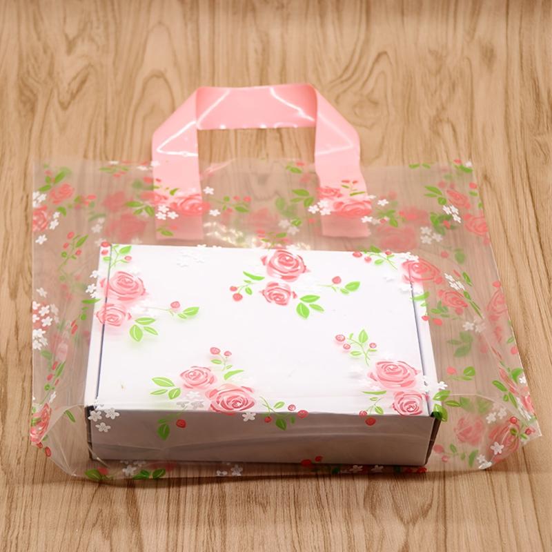 5pcs Pink PVC Satchel Gift Bag Holiday Decor Accessory Party Supplies