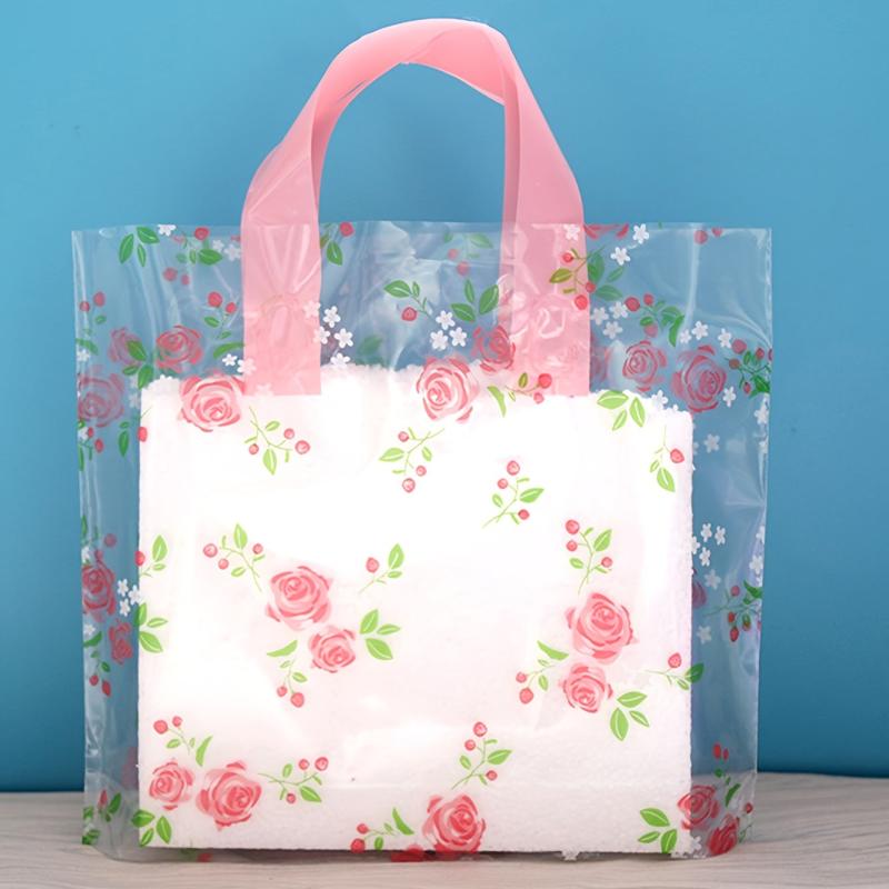 5pcs Pink PVC Satchel Gift Bag Holiday Decor Accessory Party Supplies