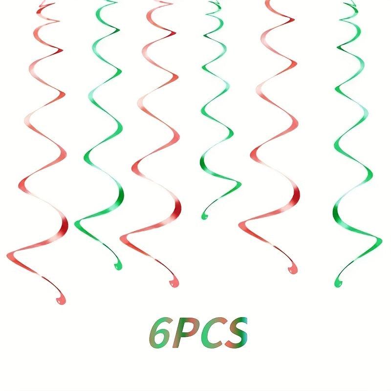 Merry Christmas Hanging Swirl Decorations Pack of 6