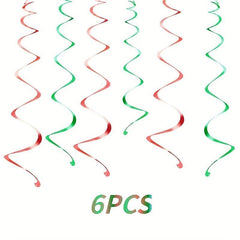 Merry Christmas Hanging Swirl Decorations Pack of 6
