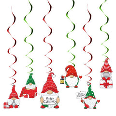 Merry Christmas Hanging Swirl Decorations Pack of 6