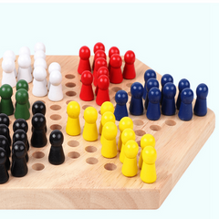 Educational Chinese Chess Game Set for Kids Wooden Checkers and Chess