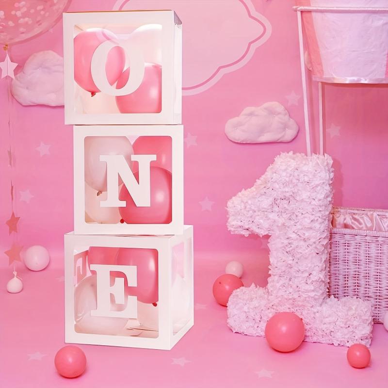 33pcs One Balloon Boxes 1st Birthday Decorations For Girls Boys With ONE Letter