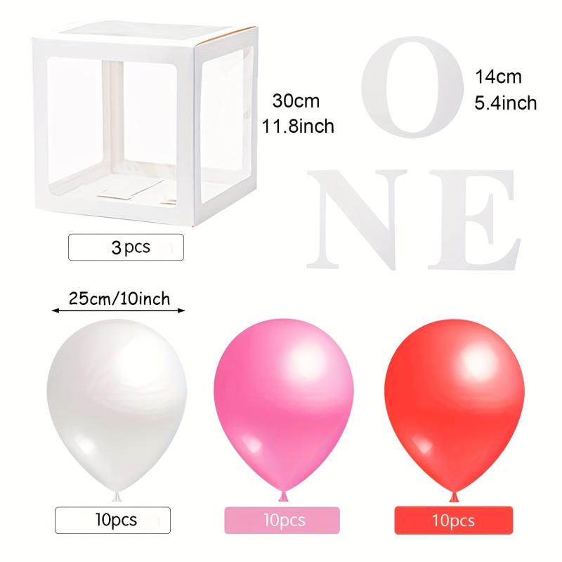 33pcs One Balloon Boxes 1st Birthday Decorations For Girls Boys With ONE Letter