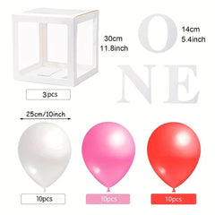 33pcs One Balloon Boxes 1st Birthday Decorations For Girls Boys With ONE Letter